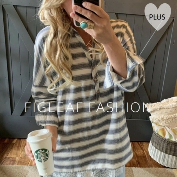 Plus Size | Boho Striped Tunic Blouse - Picture 6 of 7